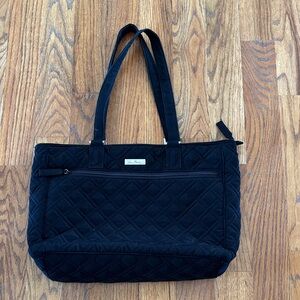 Vera Bradley Elegant Black Quilted Tote with laptop sleeve